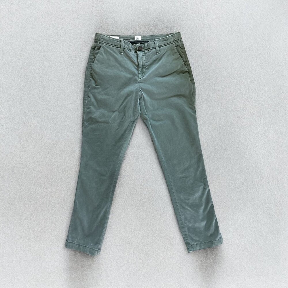 Gap Womens Girlfriend Chino Pants 2 Green Casual Work Office Classic Tapered